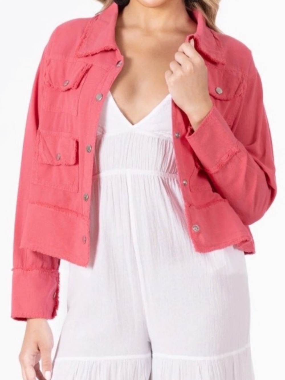 Giocam Hot Pink Women’s Linen Jacket